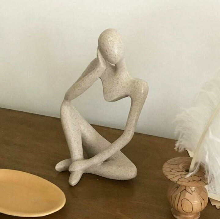 楽天市場】オブジェ 抽象彫刻 アート 砂岩 考える人 物思いに耽る 現代 