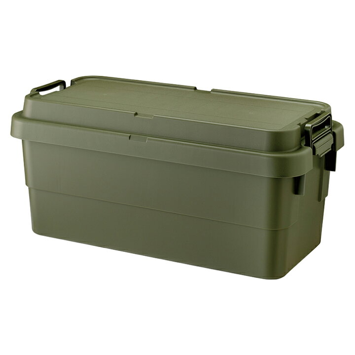 楽天市場 収納ボックス コンテナボックス 蓋付き トランクカーゴ おしゃれ 屋外 屋内 大型 大容量 70l フタ付き アウトドア ミリタリー 一勝堂