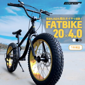 【お買い物マラソン★45980円→43980円★さらにポイント2倍】【ランキング1位獲得！】 ファットバイク 20インチ 迫力 極太タイヤ Wディスクブレーキ 3D立体フレーム シマノ7段変速 20x4.0 FATBIKE ビーチクルーザー おしゃれ 自転車 EIZER アイゼル F120 プレゼント