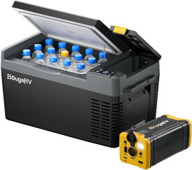 【266Whバッテリー付き＆急速冷凍】BougeRV ポータブル冷蔵庫 車載れいぞうこ -22℃～10℃ 急速冷凍 3WAY電源 電気式 車載 電動 車に乗せる 静音 大容量 省エネ 車載家庭両用 小型 AC・DCコード付き トラック 車中泊 キャンプ アウトドア 釣り 災害時 CR Pro 20L/29L