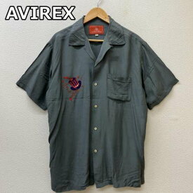 AVIREX アヴィレックス 半袖 シャツ、ブラウス Shirt, Blouse レーヨン オープンカラー アロハ ロゴ チェーンステッチ 610554【USED】【古着】【中古】10048243