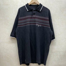USED 古着 半袖 ポロシャツ Polo Shirt ENYCE エニーチェ ビッグサイズ ボーダー刺繍 鹿の子 615【USED】【古着】【中古】10065675