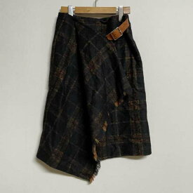 ONEILL オニール ひざ丈スカート スカート Skirt Medium Skirt O'NEIL OF DUBLIN レザーベルト ウール フリンジ ラップスカート 58362【USED】【古着】【中古】10073814