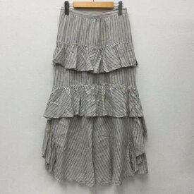 PRIDE プライド ロングスカート スカート Skirt Long Skirt 1711-41518 麻100％ フリルティアード ロングスカート ストライプ フレアスカート 609【USED】【古着】【中古】10082681