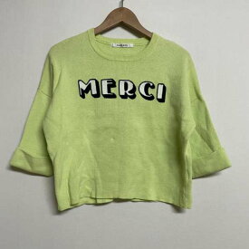 Radiate ラディエイト 七分袖 ニット、セーター Knit, Sweater RADIATE MERCI 刺繍ロゴ 七分袖 クルーネックニット 191-719 ライムグリーン【USED】【古着】【中古】10088426