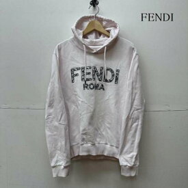 FENDI フェンディ 長袖 パーカー Hooded Sweatshirt, Hoodie 20AW FY0212 ACN6 ロゴ フラワー 刺繍 パーカー【USED】【古着】【中古】10091479