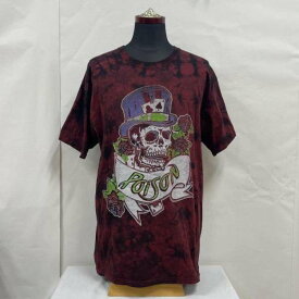 USED 古着 半袖 Tシャツ T Shirt Poison / ポイズン バンドTシャツ / バンT / ©2017 / タイダイ / スカル / ダブルステッチ / RED / L【USED】【古着】【中古】10091915