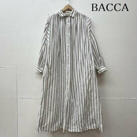 BACCA バッカ ロングスカート ワンピース One-Piece Long Skirt オーバーサイズ ストライプ シャツ ワンピース パフスリーブ【USED】【古着】【中古】10093753