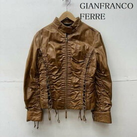 GIANFRANCO FERRE ジャンフランコフェレ レザージャケット ジャケット、上着 Jacket 編み込み レースアップ シングル レザー ジャケット【USED】【古着】【中古】10095519