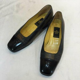 FENDI フェンディ パンプス パンプス Pumps FENDI フェンディ 22.5cm レザー パンプス ブラウン ブラック 太ヒール【USED】【古着】【中古】10095799