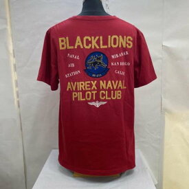 AVIREX アヴィレックス 半袖 Tシャツ T Shirt AVIREX 半袖Tシャツ S/S EMBROIDERY T-SHIRT BLACKLIONS 6183421 度詰め天竺コットン RED XL ミリタリー【USED】【古着】【中古】10095930