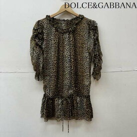 DOLCE&amp;GABBANA ドルチェアンドガッバーナ 半袖 チュニック Short Dress, Long Shirt, Tunic シースルー レオパード フリル ワンピース【USED】【古着】【中古】10096168