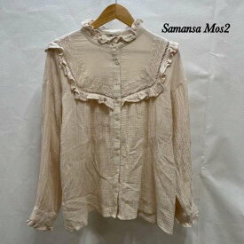 Samansa Mos2 サマンサ モスモス 長袖 カットソー Cut and Sewn Samansa Mos2 SM2 サマンサモスモス スタンドフリルブラウス FREE コットン CLC-1710482【USED】【古着】【中古】10096670