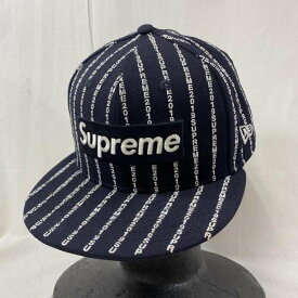 Supreme シュプリーム キャップ 帽子 Cap supreme × NEWERA 19SS Text Stripe Box Logo Cap NAVY 7 1/2(59.6cm)【USED】【古着】【中古】10101486