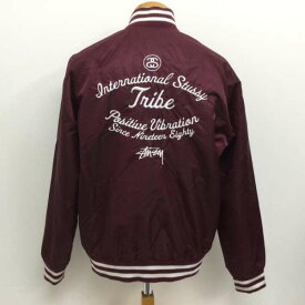 STUSSY ステューシー ジャンパー、ブルゾン ジャケット、上着 Jacket TRIBEロゴ刺繍 中綿キルティング裏地 ナイロンスタジャン バックロゴ刺繍 MA-1【USED】【古着】【中古】10101985