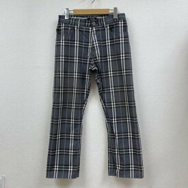 BURBERRY BLACK LABEL バーバリーブラックレーベル スラックス パンツ Pants, Trousers Slacks スラックス パンツ チェック ボタンフライ ロゴ 刻印入り BMS01-950-07 サイズ73【USED】【古着】【中古】10102896