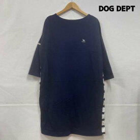 DOG DEPT ドッグデプト ひざ丈スカート ワンピース One-Piece Medium Skirt DOG DEPT ドッグデプト ワンピース ボーダー FREE NVY コットン100％【USED】【古着】【中古】10104292