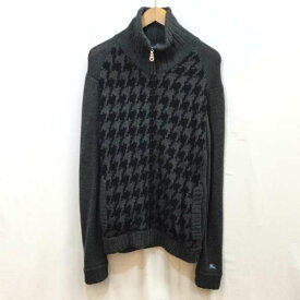 BURBERRY BLACK LABEL バーバリーブラックレーベル 長袖 カーディガン Cardigan ジップアップ ニットブルゾン ウール 千鳥柄 BMT59-509-08【USED】【古着】【中古】10104714