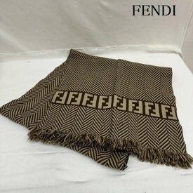 FENDI フェンディ マフラー マフラー Long Scarf FFロゴ ズッカ ヘリンボーン マフラー ストール ウール100％【USED】【古着】【中古】10105281