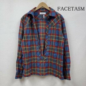 FACETASM ファセッタズム 長袖 シャツ、ブラウス Shirt, Blouse 長袖 開襟 前開き 変形デザイン プルオーバー チェック シャツ OTM-SH-M02【USED】【古着】【中古】10105444