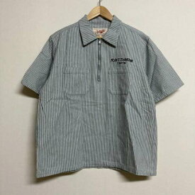 坩堝 ルツボ 半袖 シャツ、ブラウス Shirt, Blouse RUTSUBO BRUSHED HICKORY HALFZIP WORK SHIRTS ヒッコリー 半袖 プルオーバーシャツ R23SS-WORK-BU POWDER BLUE【USED】【古着】【中古】10106272