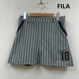 FILA フィラ ミニスカート スカート Skirt Mini Skirt, Short Skirt フィラゴルフ ストレッチ ボックス プリーツ スカート 18 ロゴ 刺繍 ストライプ【USED】【古着】【中古】10107119
