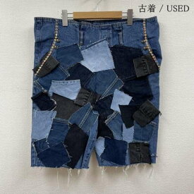 USED 古着 ショートパンツ パンツ Pants, Trousers Short Pants, Shorts ビーズステッチ ハーフパンツ デニム リメイク 刺繍テープ 花柄 パッチワーク 大きめ【USED】【古着】【中古】10107163