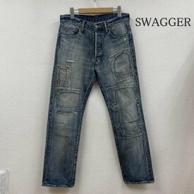 SWAGGER スワッガー デニム、ジーンズ パンツ Pants, Trousers Denim Pants, Jeans デニム ジーパン ジーンズ ダメージ加工 クラッシュ ストレート ボタンフライ パッチワーク【USED】【古着】【中古】10107655