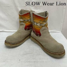 SLOW Wear Lion スローウェアライオン 一般 ブーツ Boots OB-841 スエード ペコスブーツ ネイティブ柄 M【USED】【古着】【中古】10108504