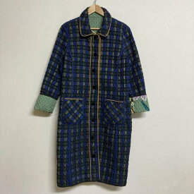 USED 古着 ジャケット、ブレザー ジャケット、上着 Jacket Souhait / スエ MATELASSE. REVERSIBI イタリア製 チェック フラワー リップル パイピング リバーシブルロングジャケット【USED】【古着】【中古】10108871