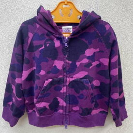 BAPEKIDS ベイプキッズ 長袖 パーカー Hooded Sweatshirt, Hoodie カモフラ ジップパーカー サル顔 USED加工【USED】【古着】【中古】10109172