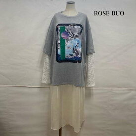 ROSE BUD ローズバッド ロングスカート ワンピース One-Piece Long Skirt OKIRAKU × ROSE BUD メッシュスリーブ グラフィック ワンピース BB64501 F【USED】【古着】【中古】10109227