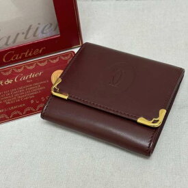 Cartier カルティエ 二つ折り 財布 Wallet Bi-Fold Wallet, Billfold Wallet ELGE フランス製 ロゴ 刻印 レザー コインケース【USED】【古着】【中古】10109908