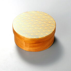 青海波　日本の弁当箱　丸　 木製　12-11602