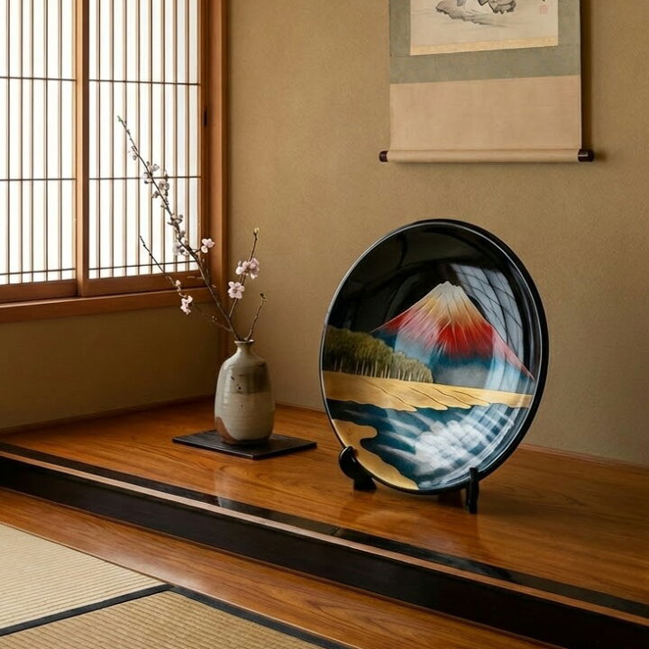 楽天市場】【送料無料】 飾り皿 富士に松原 黒＜京都 漆器の井助＞木製 