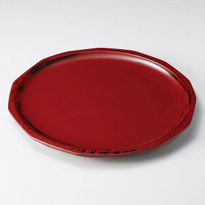 荒挽き皿 大 古代朱/黒 木製 漆塗り