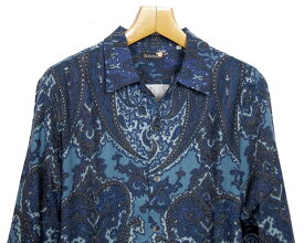 Bohemians (ボヘミアンズ)オープンカラーシャツ ポリーヌ柄　ボックスシルエット　ふわっとした風合いコットン・レーヨン・ウール・リネン混紡素材日本製　送料無料