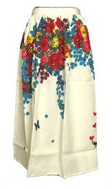 Bohemians (ボヘミアンズ)　ギャザースカートGARDEN（ガーデン）柄　素材はラミー（麻）100％　日本製ボヘミアンズらしい楽しい花柄デザインです送料無料