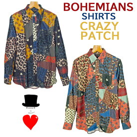 Bohemians (ボヘミアンズ)　ボタンダウンシャツ　クレイジーパッチ柄　柔らかな　コーデュロイ素材　綿100％　ボヘミアンズデザイン　綺麗なシルエット　日本製ボヘミアンズらしいデザインです送料無料