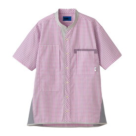 介護 ユニフォーム ブラウス シャツ 半袖 レディース メンズ 男女兼用 仕事服 仕事着 制服 春 夏 秋 春夏 抗菌 消臭 防汚 ギンガムチェック オールシーズン