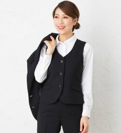 パイピングブラックベスト レディース 春夏 秋冬 事務服 オフィス制服 SunpexIst GROW