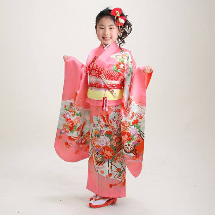 楽天市場】七五三 着物 7歳 フルセット レンタル 女の子 〔ピンク色 