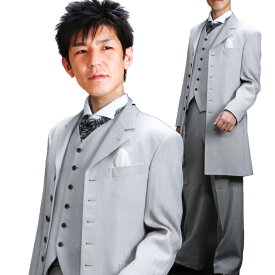 【タキシード】【バリスフェール グレーロングタキシード レンタル】レンタル 新郎 レンタルタキシード 結婚式 スーツ 貸衣装 tuxedo 二次会 NT-022【往復送料無料】【レンタル】