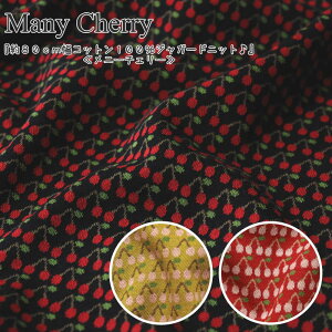 『Many Cherry《メニーチェリー》』コットン100%ジャガードニット素材:コットン100% 生地幅:約80cmチェリー/子供服/ベビー服/ベビースタイ/ハンドメイド