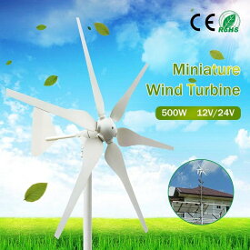 500W 6ブレードミニチュア風車 風力発電機家庭用 コントローラー内蔵 風力タービン 住宅用 家庭用 DC 12V