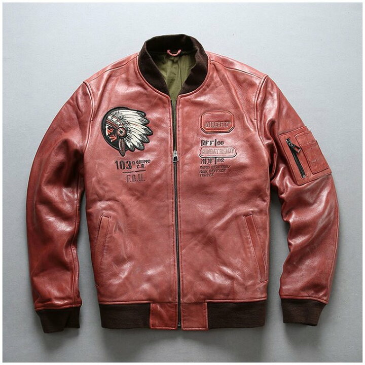 楽天市場】インディアン刺繍革ジャン☆赤☆羊の皮ジャケット 刺繍  