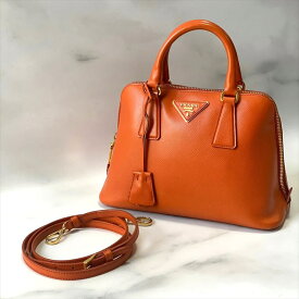 【中古】 PRADA プラダ　サフィアノレザー　2wayバッグ　オレンジ　ハンドバッグ ショルダーバッグ 【Luxury Brand Selection】