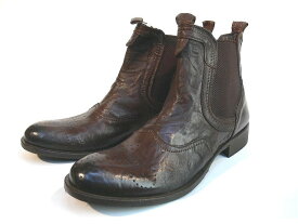 ブーツ メンズ 本革 牛革 メダリオン サイドゴアブーツ レザーショートブーツ EXPRES WORLD GUARANTED イタリア製 インポート