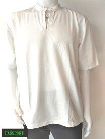 passport 日本製 スリット 無地Tシャツ 半袖Tシャツ カットソー メンズ トップス (ホワイト)