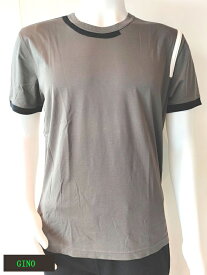 gino日本製 切り替え 半袖Tシャツ カットソー メンズ トップス (グレー)